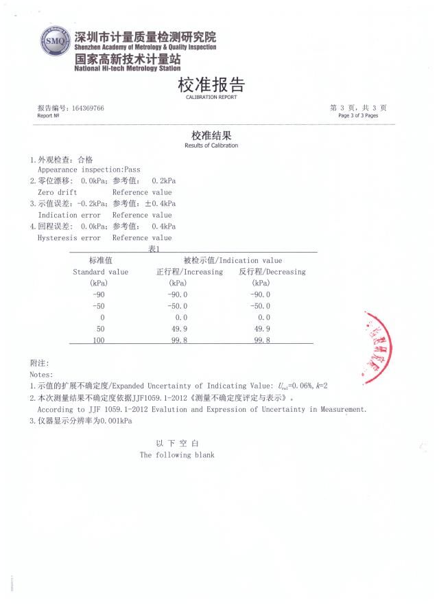 氣密性測試儀證書